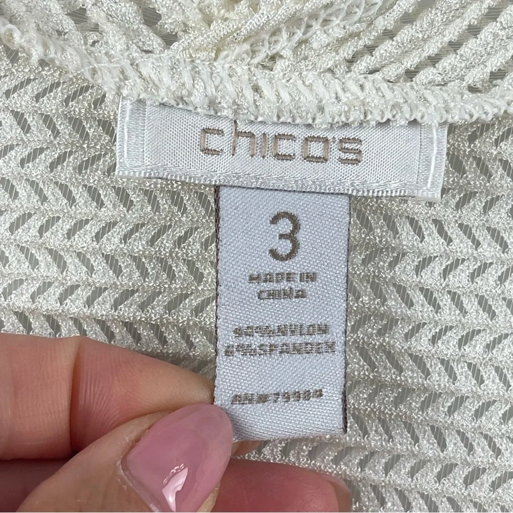 Chico's Cream Open-Front Women's Sweater Cardigan Sz 3 (XL) - Picture 6 of 7